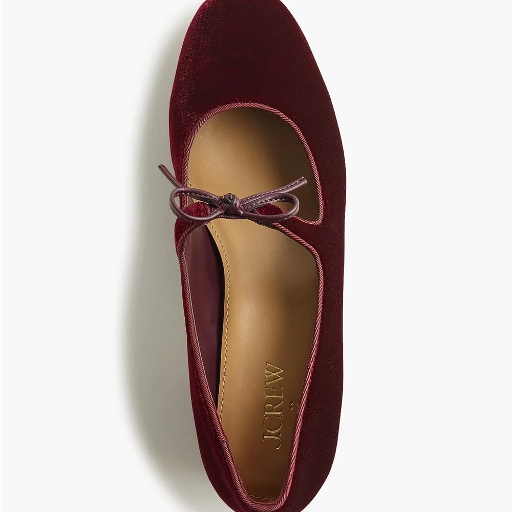 J. Crew Burgundy Velvet Mary Jane Block Heel Pumps - Picture 3 of 14